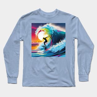 Colorful Surfer Design with Sun Long Sleeve T-Shirt